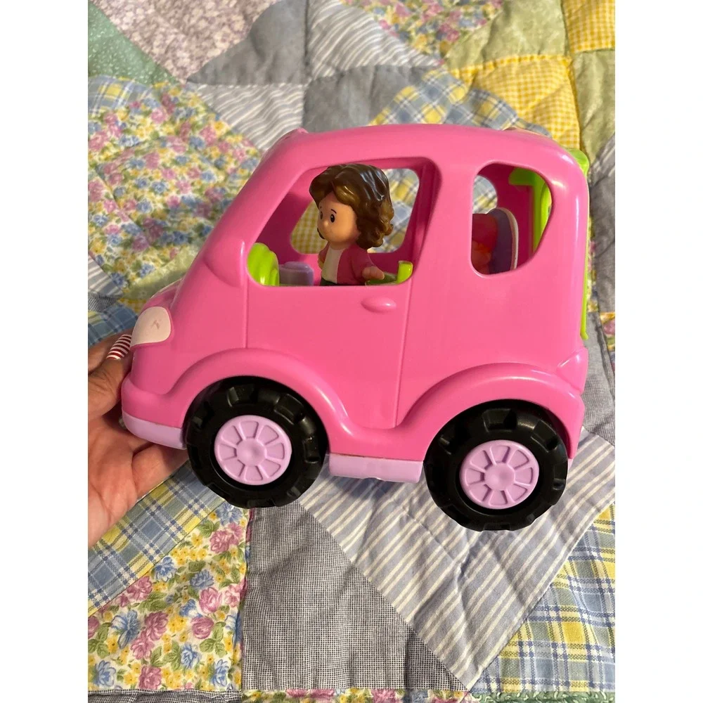 Fisher Price Little People Pink SUV Car Mom and Baby Figures Toy Set WORKS CLEAN